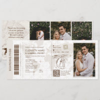 Boarding Pass Wedding Save The Dates Invitation