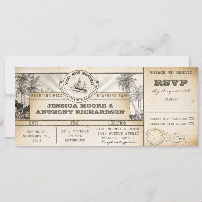 boarding pass wedding tickets- invitations (Front)