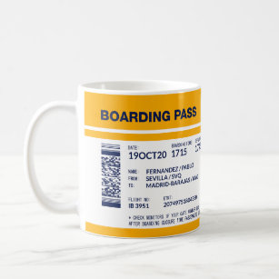 Boarding Pass - Yellow Coffee Mug