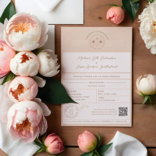 Boarding Passport Ticket Destination Wedding Invitation