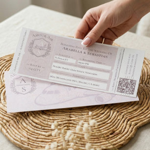 Boarding Plane Ticket Travel Destination Wedding Invitation