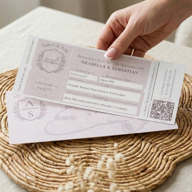 Boarding Plane Ticket Travel Destination Wedding Invitation (Boarding Plane Ticket Travel Destination Wedding Invitation)
