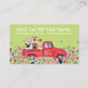 Boarding Truck Flowers Green Dogs Cats Pet Business Card