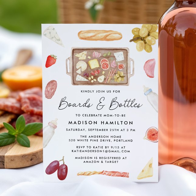 Boards and Bottles Charcuterie Baby Shower Invitation (Creator Uploaded)