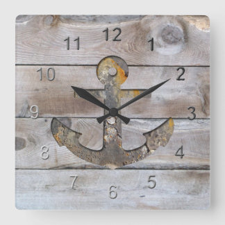 Boardwalk Anchor Design. Square Wall Clock