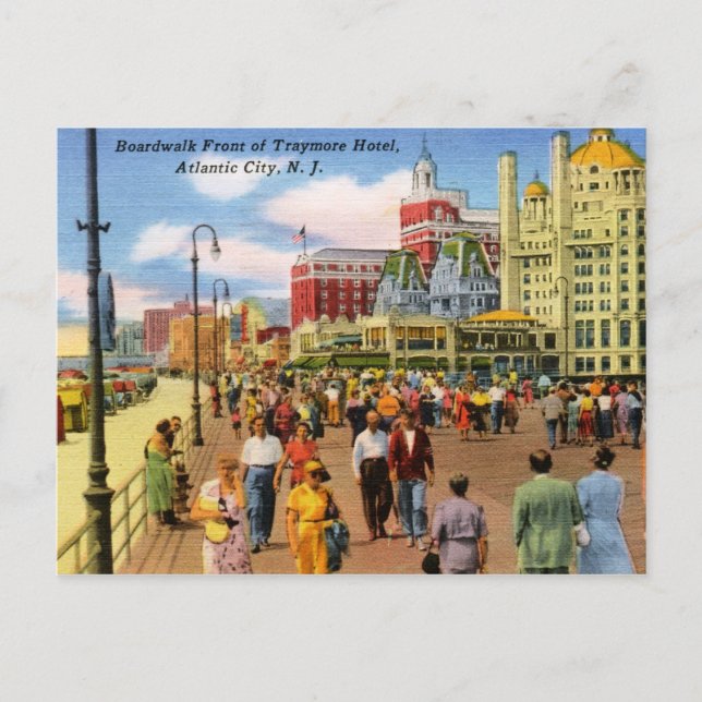 Boardwalk, Atlantic City Vintage Postcard (Front)