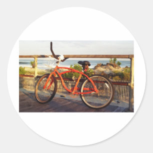 Boardwalk Bike Classic Round Sticker