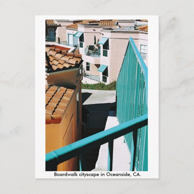 Boardwalk cityscape in Oceanside, CA. Postcard (Front)