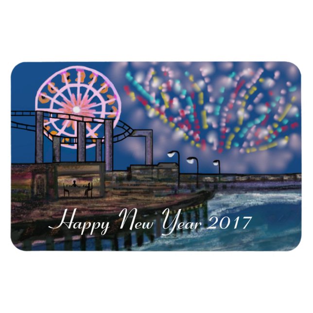 Boardwalk Fireworks New Year Magnet (Horizontal)