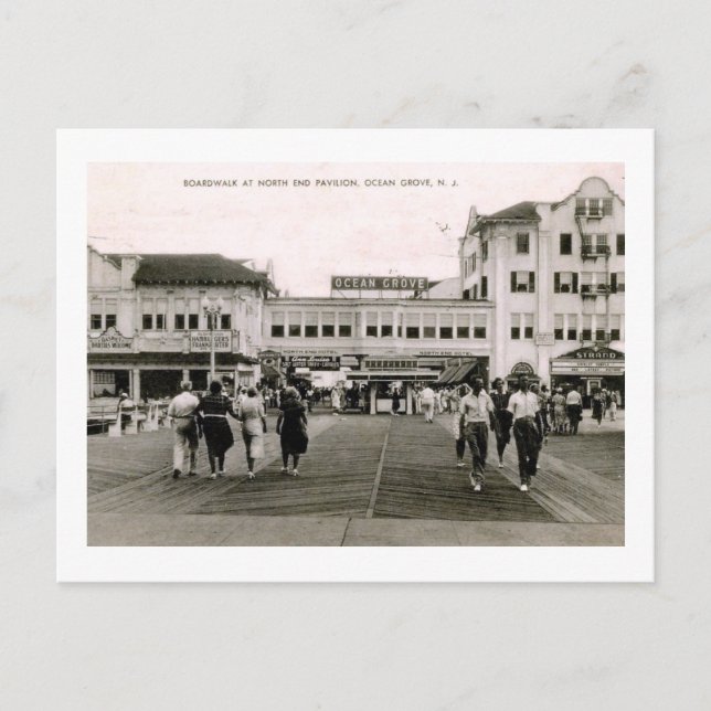 Boardwalk, Ocean Grove, New Jersey Vintage Postcard (Front)