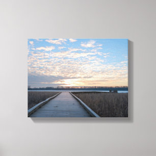 Boardwalk Sunrise in Wildlife Refuge Canvas Print
