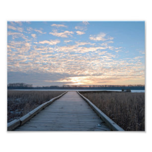 Boardwalk Sunrise in Wildlife Refuge Photo Print