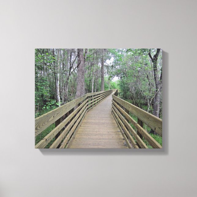 Boardwalk Through the Woods Photo on a  Canvas Print (Front)
