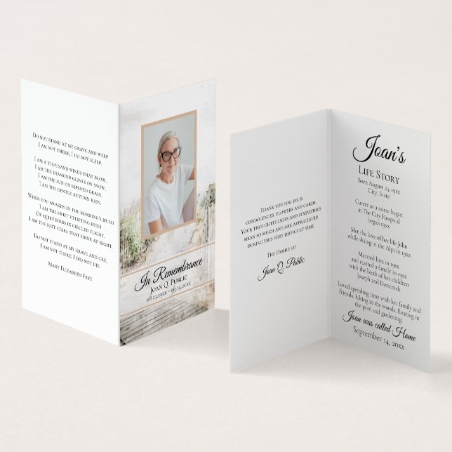 Boardwalk to Beach Coastal Funeral Memorial Prayer Business Card (Inside and Outside)