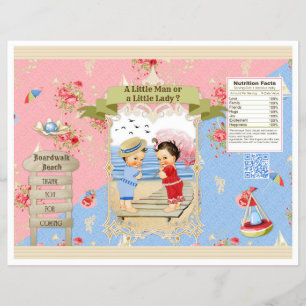 Boardwalk Victoriana Beach Gender Reveal Chip Bag Flyer
