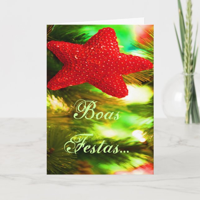 Boas Festas e um feliz Ano Novo Red Star I Holiday Card (Front)