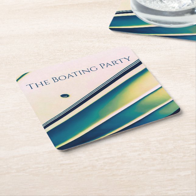 Boat Abstract in Blue Paper Coaster (Angled)