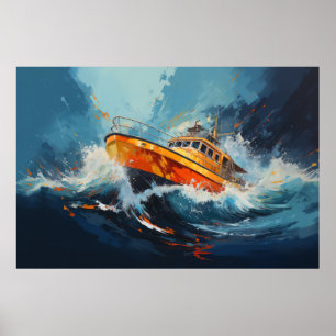 Boat Action Sport Painting Abstract Art Decor