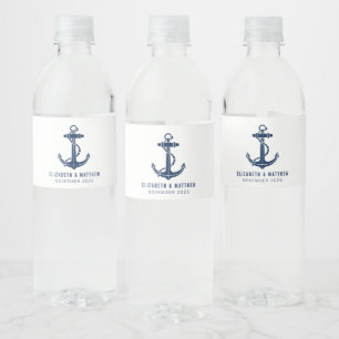 Boat Anchor Beach House Wedding Favours Custom Water Bottle Label
