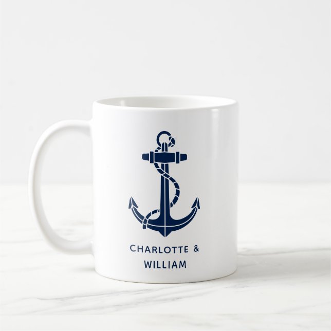 Boat Anchor Beach Wedding Favours Swag Coffee Mug (Left)