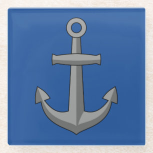Boat Anchor Cartoon Glass Coaster