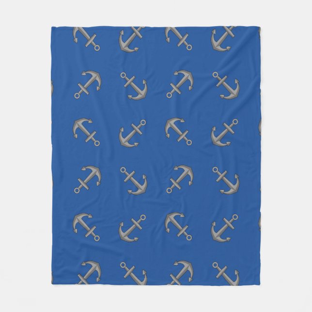 Boat Anchor Cartoon Pattern Fleece Blanket (Front)