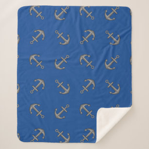 Boat Anchor Cartoon Pattern Sherpa Blanket