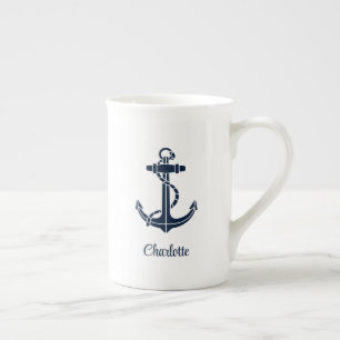 Boat Anchor Nautical Bachelorette Personalised Bone China Mug