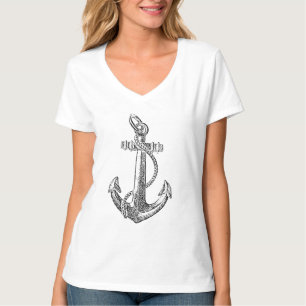 Boat Anchor Nautical Etching Grunge Like T-Shirt