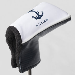 Boat Anchor Navy Blue Nautical Personalised Golf Head Cover