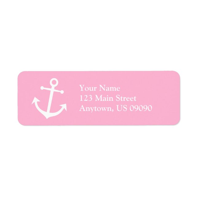 Boat Anchor Return Address Label (Pink / White) (Front)