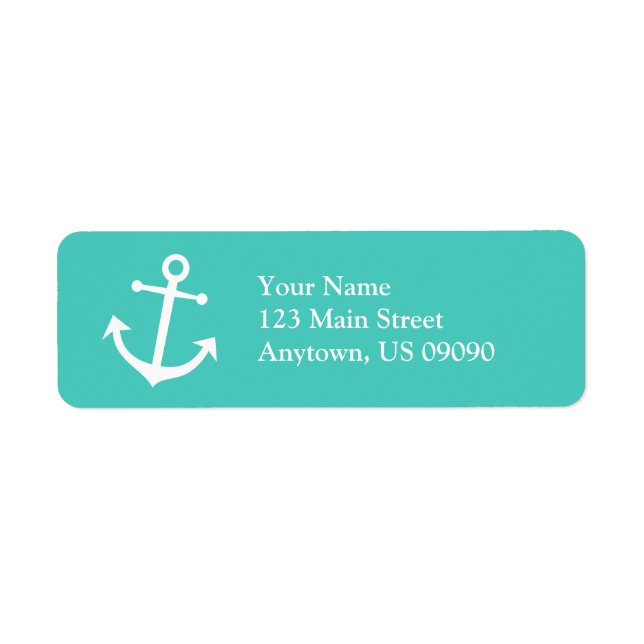 Boat Anchor Return Address Label (Teal / White) (Front)