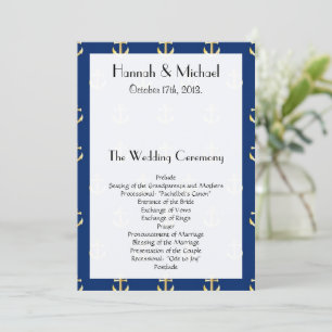 Boat Anchor, Ship Anchor, Sea Anchor, Wedding Programme