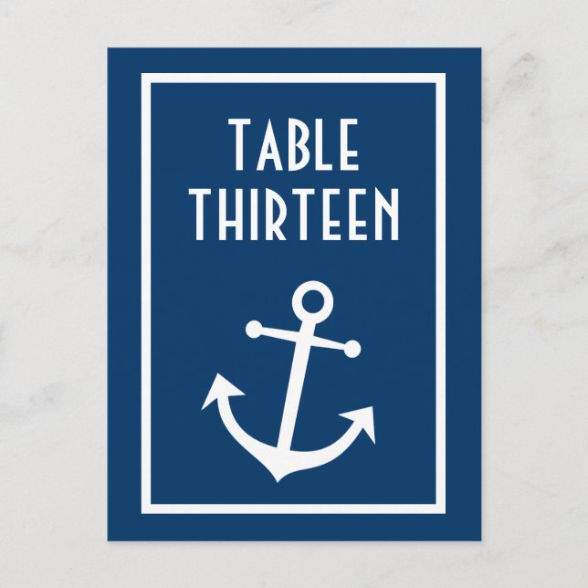 Boat Anchor Table Numbers (Dark Blue / White) Postcard (Front)