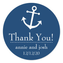 Boat Anchor Thank You Labels (Dark Blue)