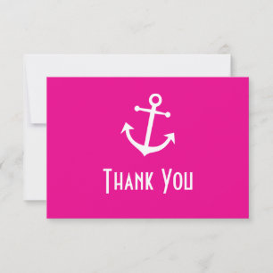 Boat Anchor Thank You Note Cards (Magenta Pink)