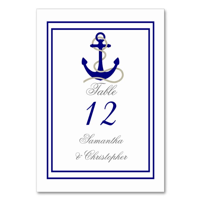 Boat anchor wedding table number (Front)