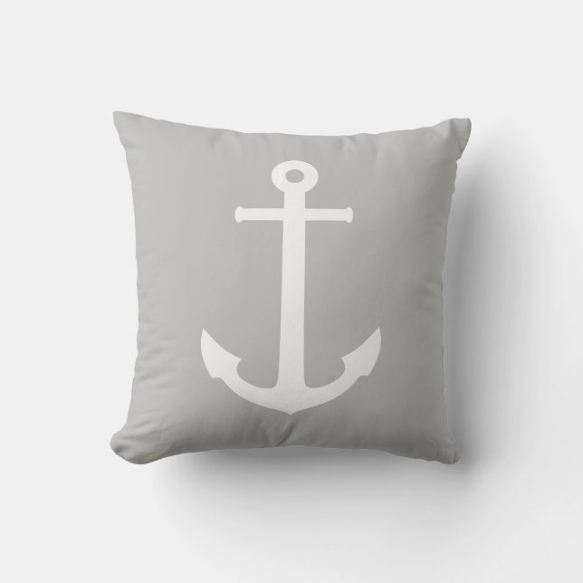 Boat Anchor White On Gray Cushion (Front)