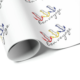 Boat Anchors Bon Voyage Nautical Wrapping Paper