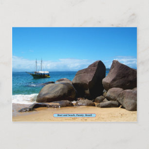 Boat and beach, Paraty, Brazil Postcard