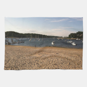 BOAT AND BEACH SCENE TEA TOWEL