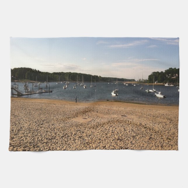 BOAT AND BEACH SCENE TEA TOWEL (Horizontal)