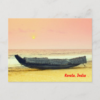 Boat and sunset, Kerala, India Postcard