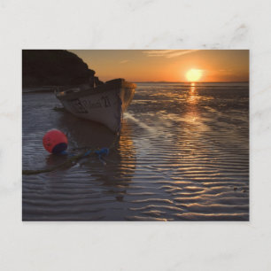 Boat and sunset postcard