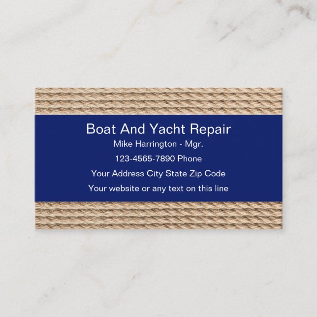 Boat And Yacht Repair Business Cards (Front)