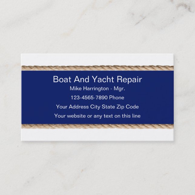 Boat And Yacht Repair Business Cards (Front)
