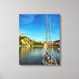 Boat Approaching Shore Agropoli Canvas Print