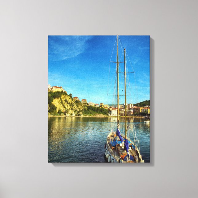Boat Approaching Shore | Agropoli Canvas Print (Front)