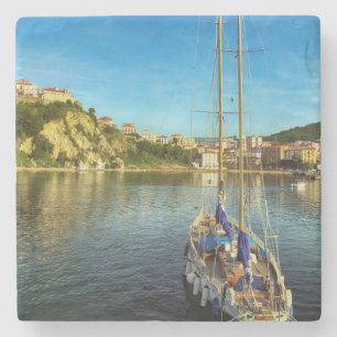 Boat Approaching Shore   Agropoli Stone Coaster