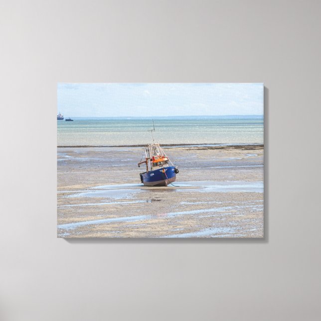 Boat at low tide view canvas print (Front)